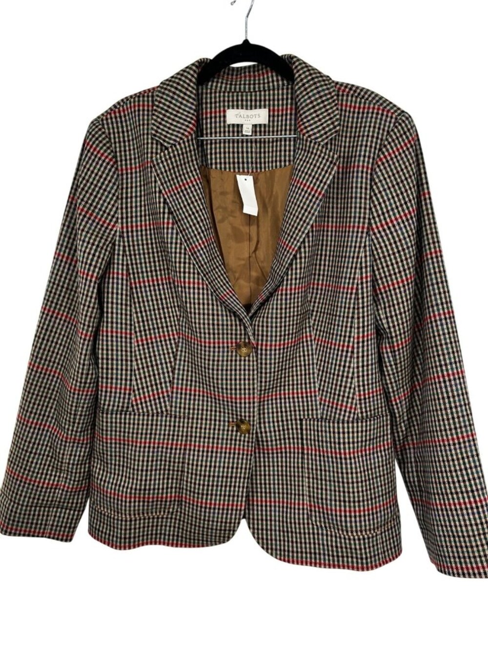 NWT TALBOTS Blazer Jacket Plaid Multicolor Women’s 14 Colorful Preppy Classic